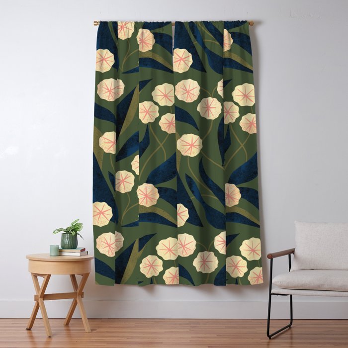 Green Floral Window Curtain Gallery Image 1