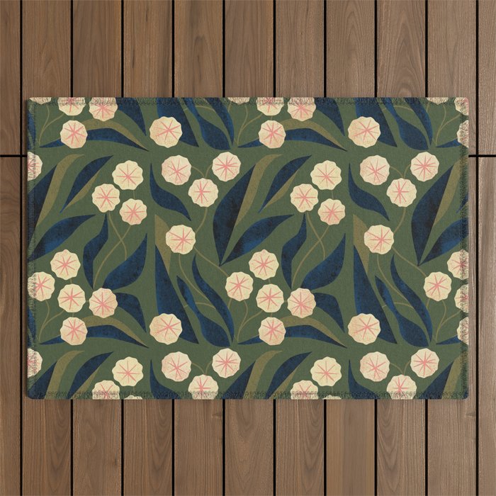 Green Floral Outdoor Rug Gallery Image 1