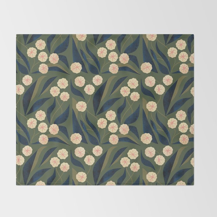 Green Floral Throw Blanket Gallery Image 2