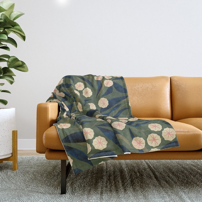 Green Floral Throw Blanket Gallery Image 1