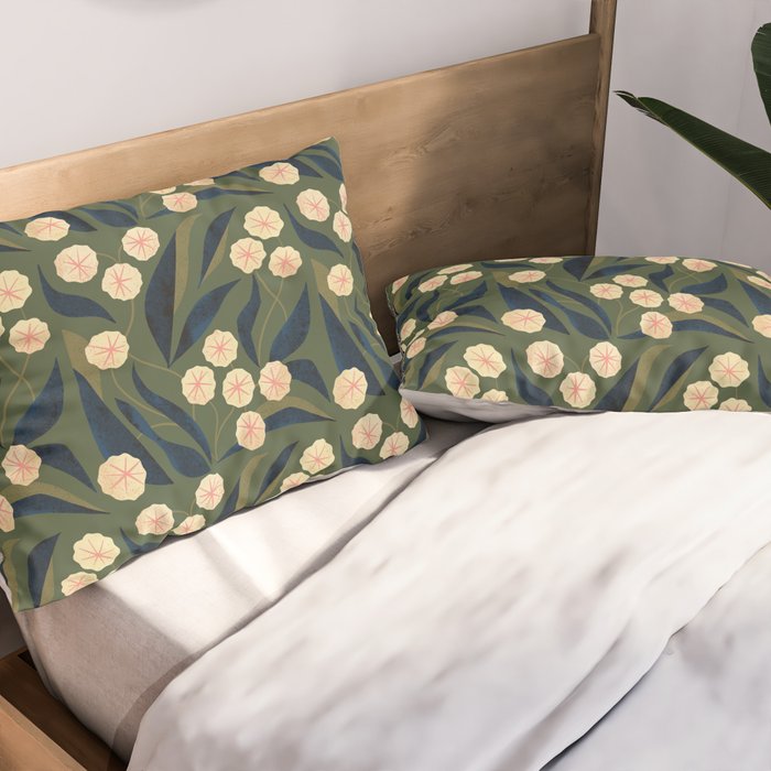 Green Floral Pillow Sham Gallery Image 2