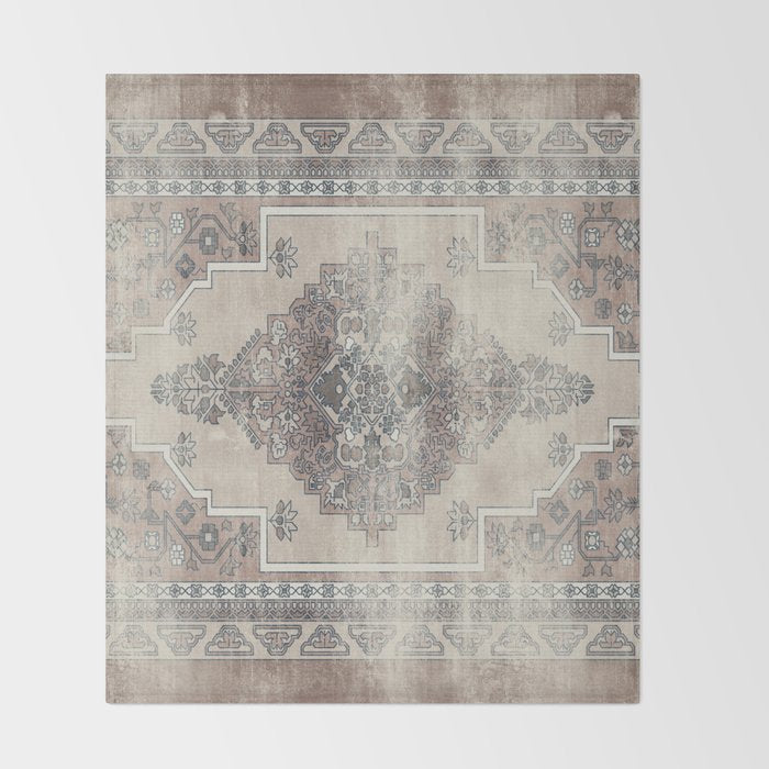 turkish floral - warm neutrals  Throw Blanket Gallery Image 2