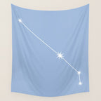 Aries Zodiac Star Constellation Line Art Sky Blue Wall Tapestry Gallery Image 4