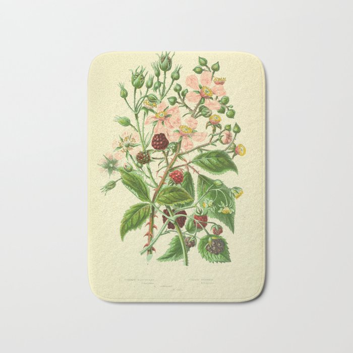 Blackberry and raspberry by Anne Pratt, 1800s (benefitting The Nature Conservancy) Bath Mat Gallery Image 1