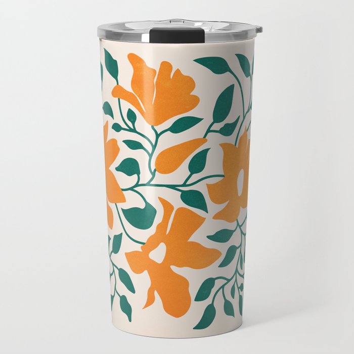 Tangerine & Pine: Matisse Flowers & Leaves Travel Mug Gallery Image 1