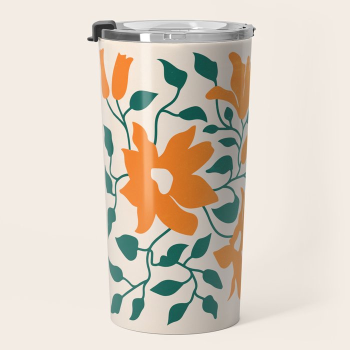 Tangerine & Pine: Matisse Flowers & Leaves Travel Mug Gallery Image 3