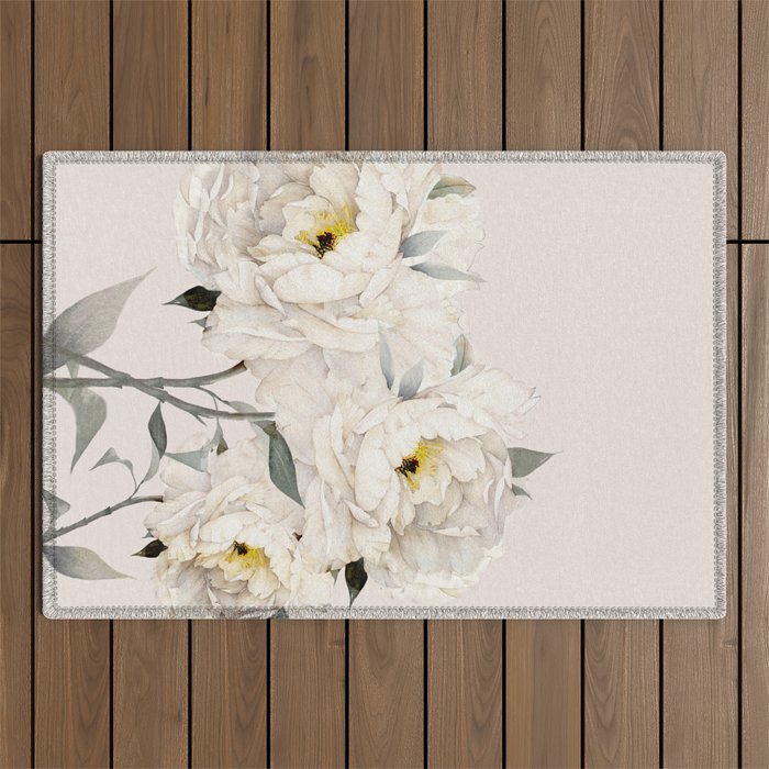 White Peonies Outdoor Rug Gallery Image 1