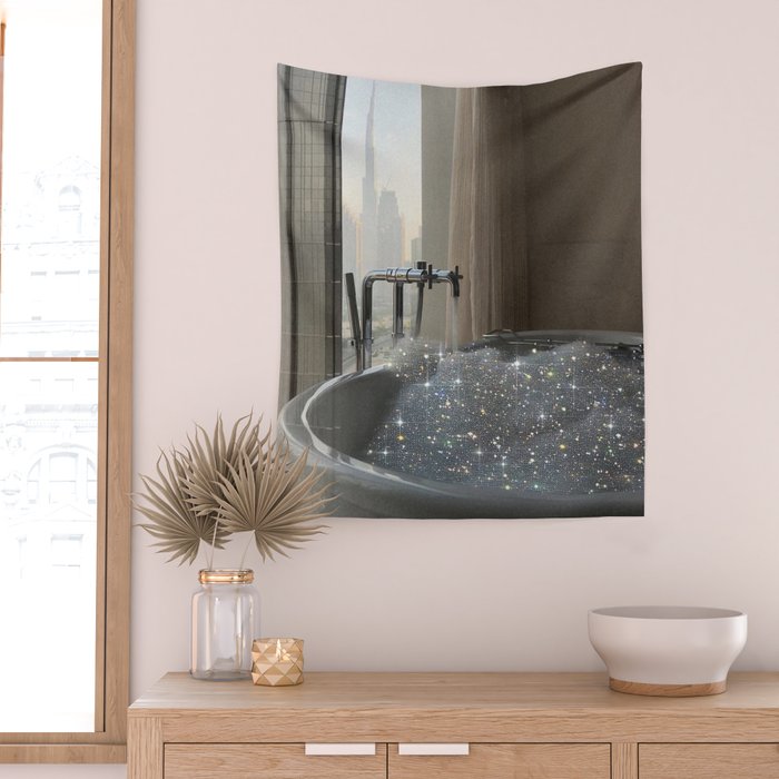 PERFECT MORNING | digital art collage by Yana Potter | bathroom aesthetic | chill and relax vibes  Wall Tapestry Gallery Image 2