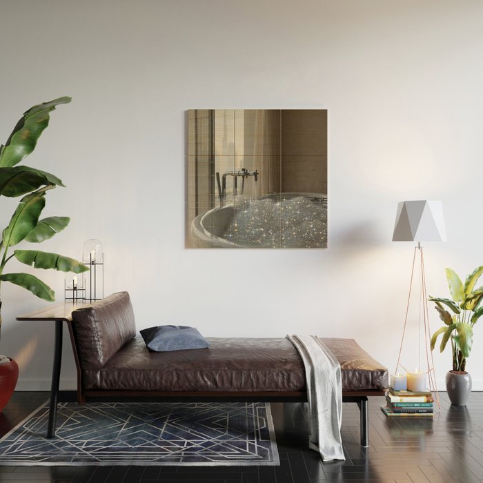 PERFECT MORNING | digital art collage by Yana Potter | bathroom aesthetic | chill and relax vibes  Wood Wall Art Gallery Image 2
