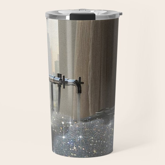 PERFECT MORNING | digital art collage by Yana Potter | bathroom aesthetic | chill and relax vibes  Travel Mug Gallery Image 1