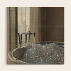 PERFECT MORNING | digital art collage by Yana Potter | bathroom aesthetic | chill and relax vibes  Wood Wall Art Gallery Image 1