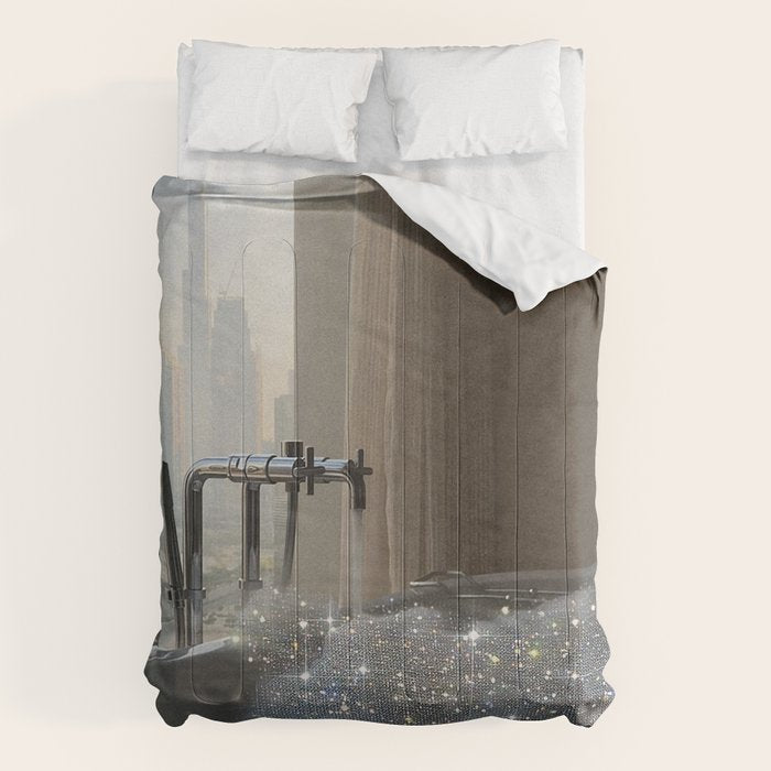 PERFECT MORNING | digital art collage by Yana Potter | bathroom aesthetic | chill and relax vibes  Comforter Gallery Image 6