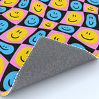 Retro happy smiling face checkered pattern Rug Gallery Image 4