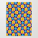 Retro happy smiling face checkered pattern Poster Gallery Image 4