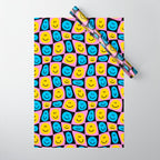 Retro happy smiling face checkered pattern Wrapping Paper Gallery Image 1