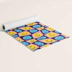 Retro happy smiling face checkered pattern Yoga Mat Gallery Image 2
