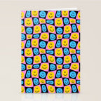 Retro happy smiling face checkered pattern Stationery Card Gallery Image 2