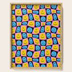 Retro happy smiling face checkered pattern Serving Tray Gallery Image 1