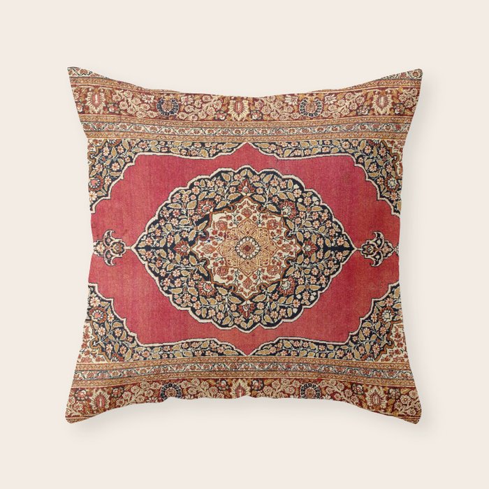 Tabriz  Antique West Persian Azerbaijan Carpet Print Throw Pillow Gallery Image 6