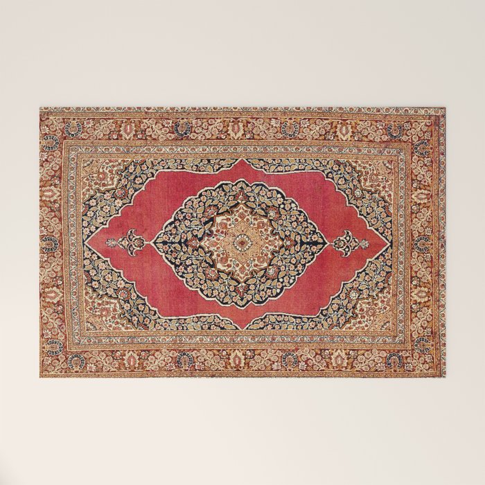 Tabriz  Antique West Persian Azerbaijan Carpet Print Welcome Mat Gallery Image 1