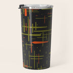 Mid-Century Modern Kinetikos Pattern Black Avocado Green Orange Travel Mug Gallery Image 3