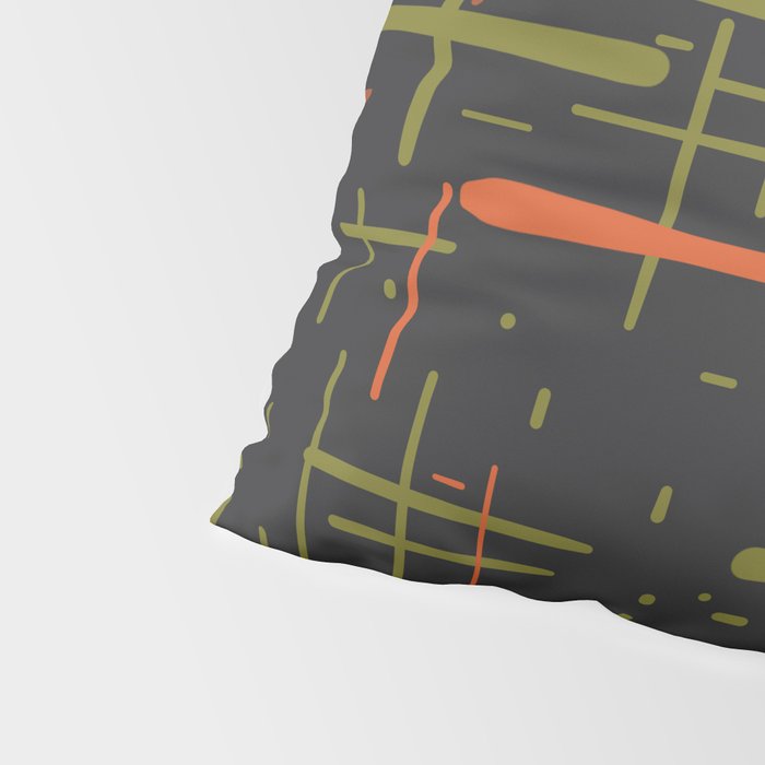 Mid-Century Modern Kinetikos Pattern Black Avocado Green Orange Pillow Sham Gallery Image 4