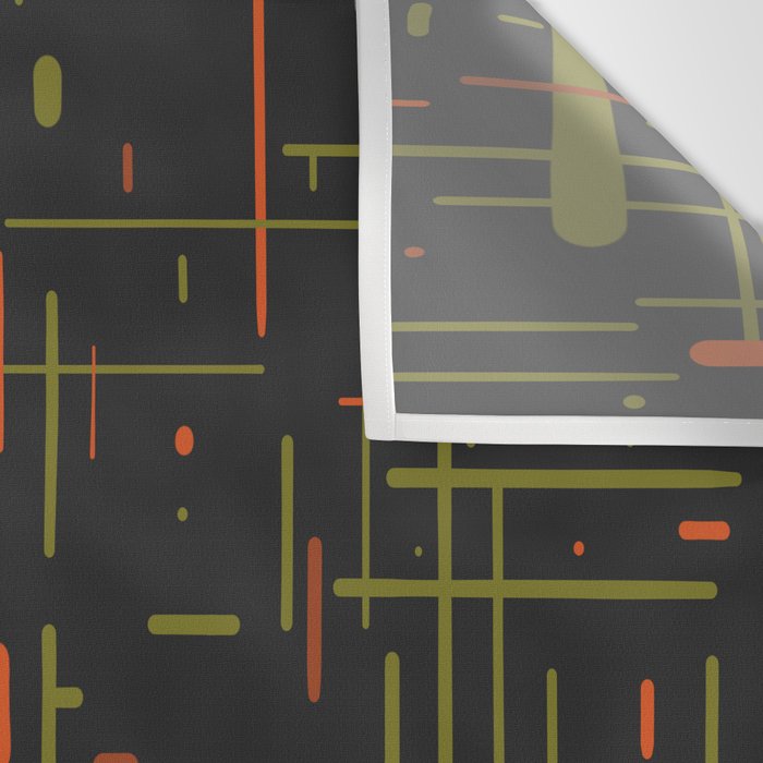 Mid-Century Modern Kinetikos Pattern Black Avocado Green Orange Wall Tapestry Gallery Image 3