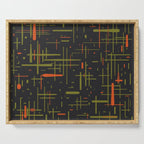 Mid-Century Modern Kinetikos Pattern Black Avocado Green Orange Serving Tray Gallery Image 1