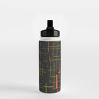 Mid-Century Modern Kinetikos Pattern Black Avocado Green Orange Water Bottle Gallery Image 2
