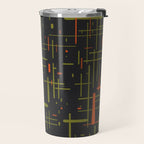 Mid-Century Modern Kinetikos Pattern Black Avocado Green Orange Travel Mug Gallery Image 2