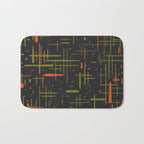 Mid-Century Modern Kinetikos Pattern Black Avocado Green Orange Bath Mat Gallery Image 1