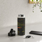 Mid-Century Modern Kinetikos Pattern Black Avocado Green Orange Water Bottle Gallery Image 4
