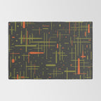 Mid-Century Modern Kinetikos Pattern Black Avocado Green Orange Rug Gallery Image 2