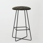 Mid-Century Modern Kinetikos Pattern Black Avocado Green Orange Stool Gallery Image 1