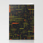 Mid-Century Modern Kinetikos Pattern Black Avocado Green Orange Stationery Card Gallery Image 2