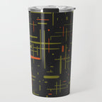 Mid-Century Modern Kinetikos Pattern Black Avocado Green Orange Travel Mug Gallery Image 1
