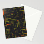Mid-Century Modern Kinetikos Pattern Black Avocado Green Orange Stationery Card Gallery Image 2