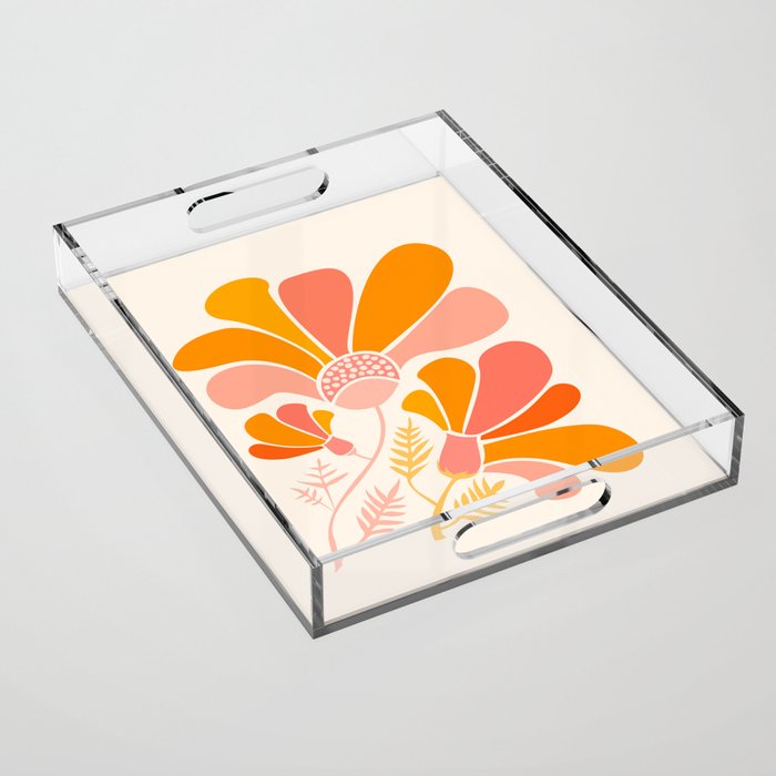 Floral Disco Party - 70s Style Wildflowers Acrylic Tray Gallery Image 1