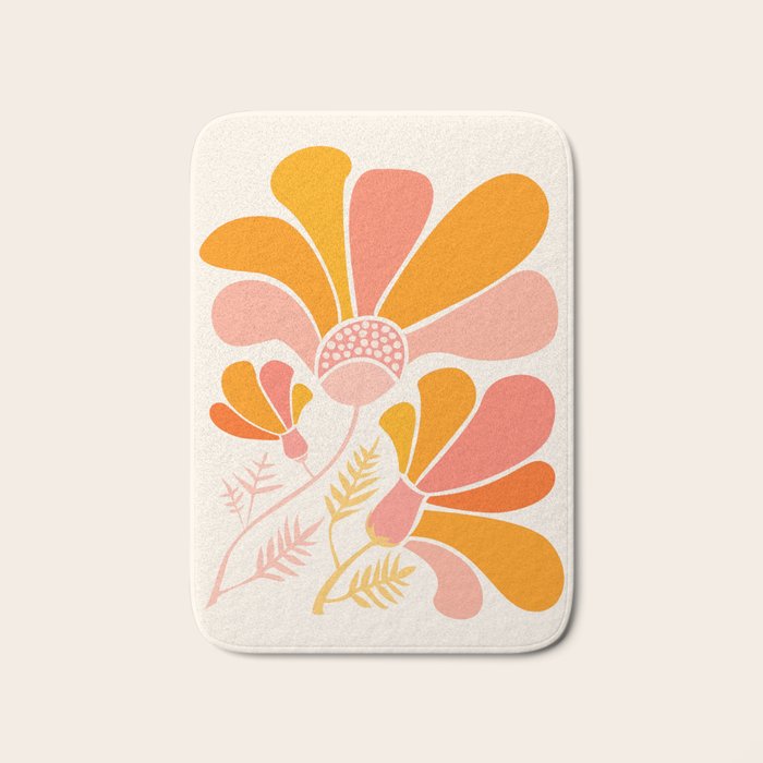 Floral Disco Party - 70s Style Wildflowers Bath Mat Gallery Image 1