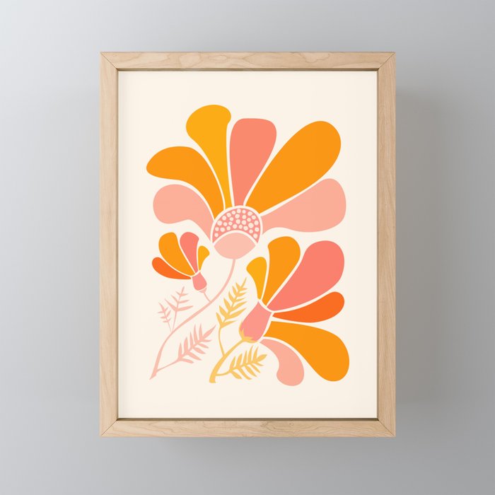 Floral Disco Party - 70s Style Wildflowers Mini Art Print Gallery Image 1