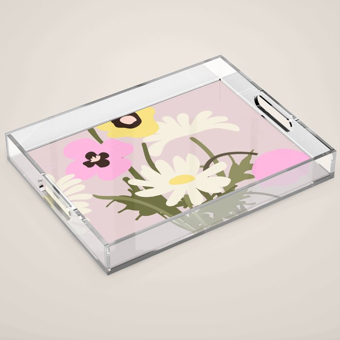 Flower market, Bern, Abstract botanical art Acrylic Tray Gallery Image 1