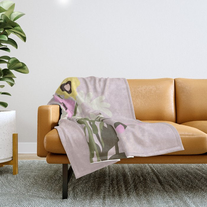 Flower market, Bern, Abstract botanical art Throw Blanket Gallery Image 1