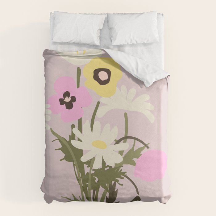 Flower market, Bern, Abstract botanical art Duvet Cover Gallery Image 1