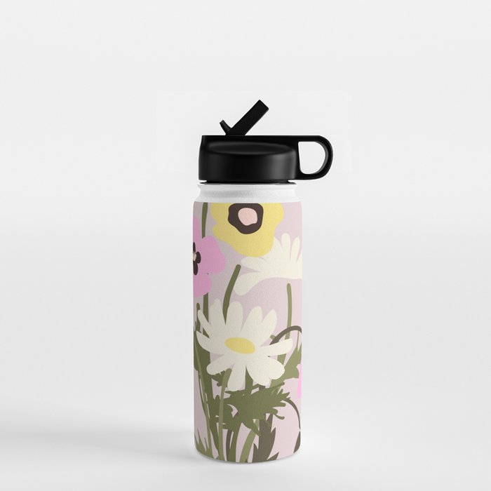 Flower market, Bern, Abstract botanical art Water Bottle Gallery Image 1