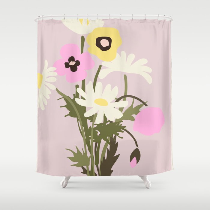 Flower market, Bern, Abstract botanical art Shower Curtain Gallery Image 1