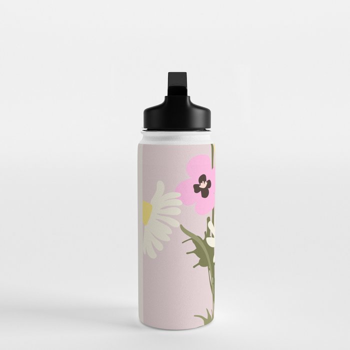 Flower market, Bern, Abstract botanical art Water Bottle Gallery Image 3