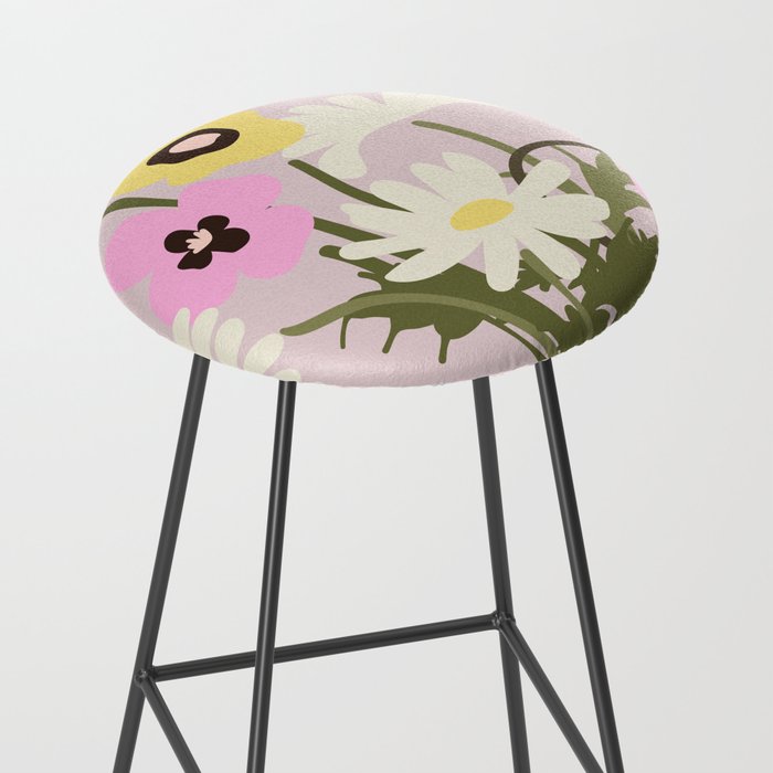 Flower market, Bern, Abstract botanical art Stool Gallery Image 2