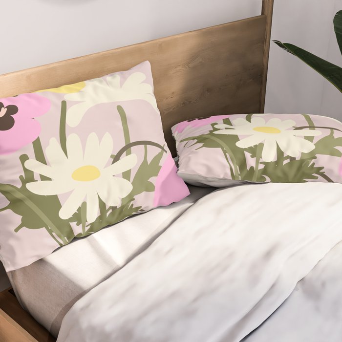 Flower market, Bern, Abstract botanical art Pillow Sham Gallery Image 2