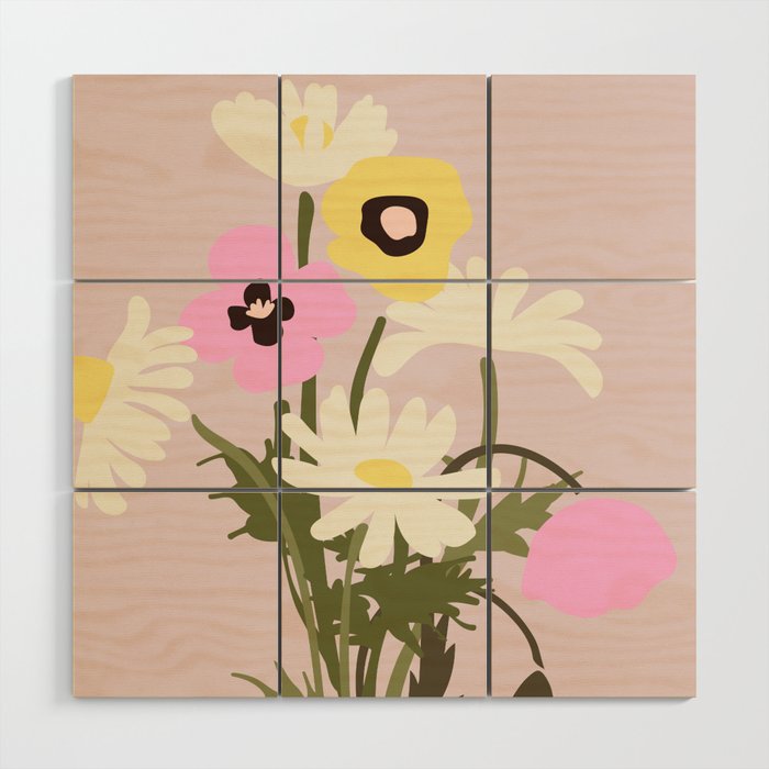 Flower market, Bern, Abstract botanical art Wood Wall Art Gallery Image 1