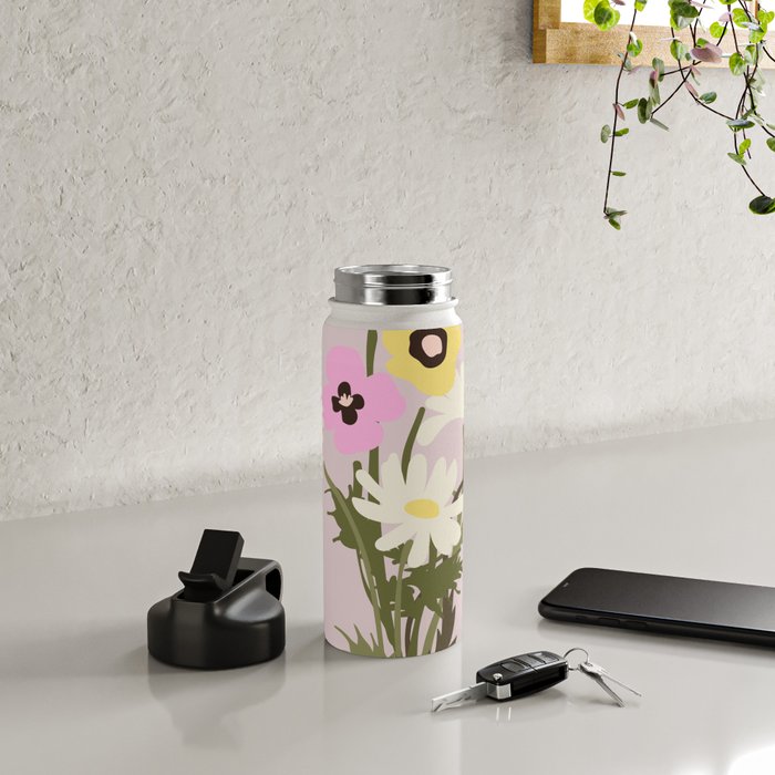 Flower market, Bern, Abstract botanical art Water Bottle Gallery Image 4